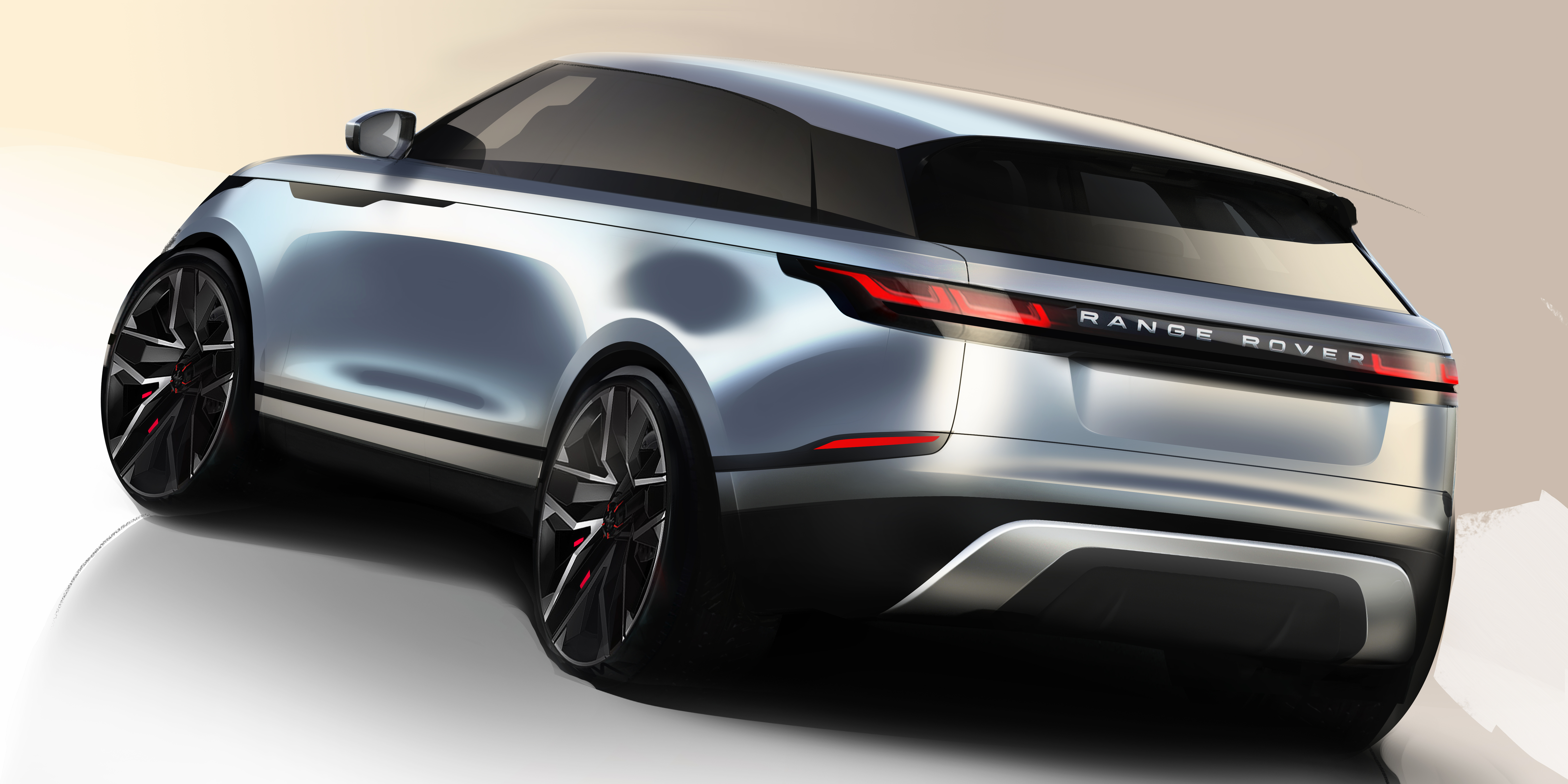 Land Rover RangeRover アートスケッチ サイン、専用ケース付 レンジローバー ベラール アートスケッチ デザイナーサインと収納