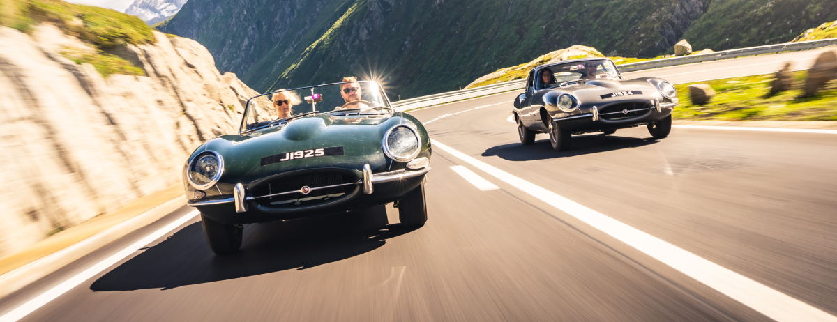 JAGUAR CLASSIC E-TYPE 60 COLLECTION DRIVE HONOURS MEMORABLE GENEVA TRIP FROM 1961