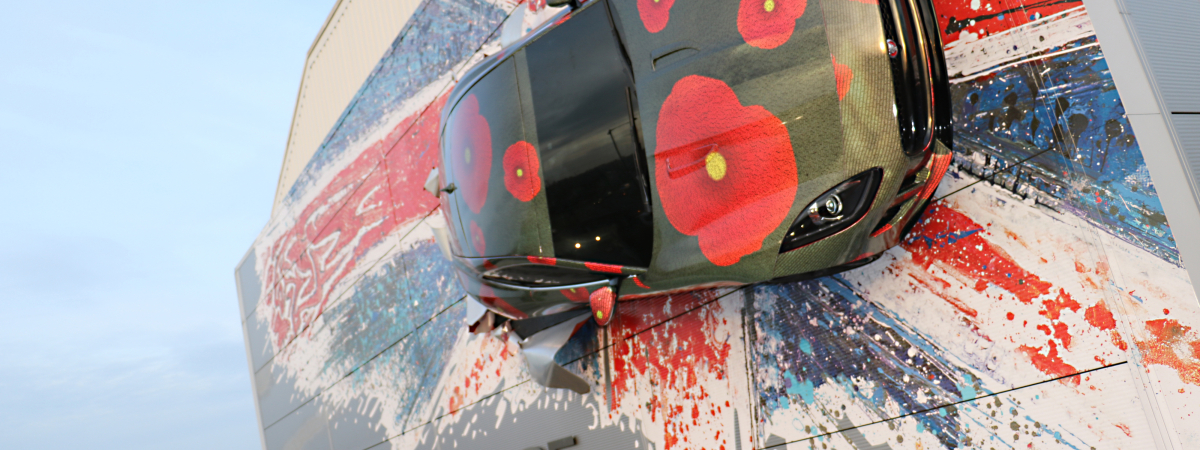 Jaguar F-TYPE landmark gets stunning poppy appeal makeover