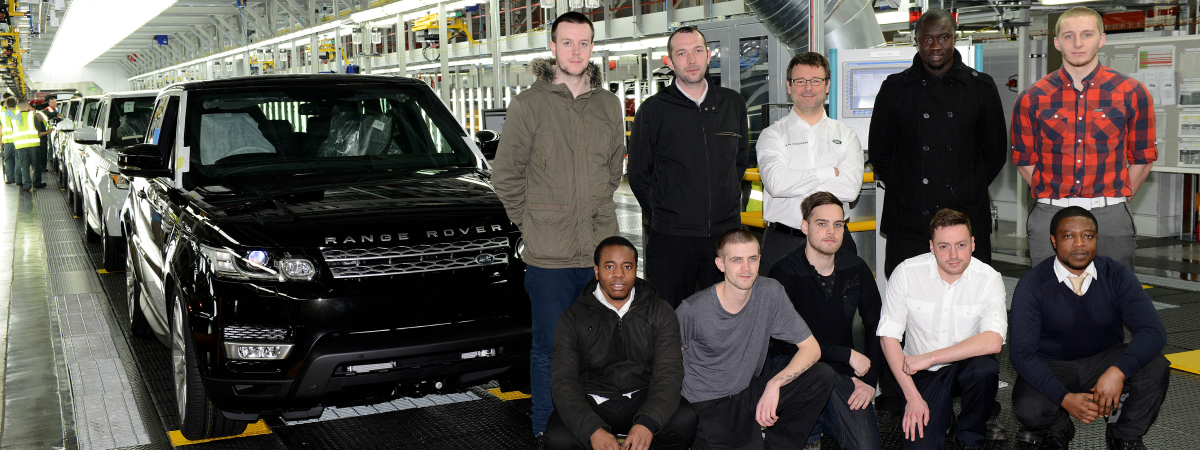 Jaguar Land Rover Solihull Operations Director Alan Volkaerts celebrates launch of 'Inspiring Tomorrow's Workforce: Military' programme with course participants