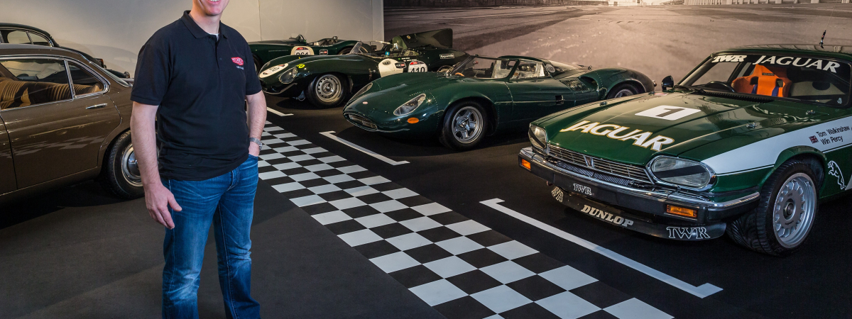 Newly announced Chairman of JDHT John Edwards with a selection of the Jaguar 'Perfect 10' collection
