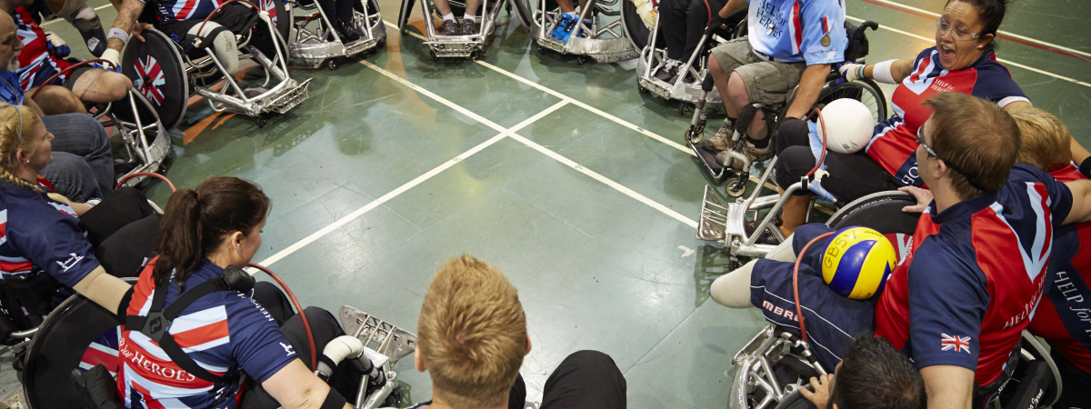 Wasps player Bradley Davies pictured at a British Armed Forces wheelchair rugby team at a training session for the Invictus Games
