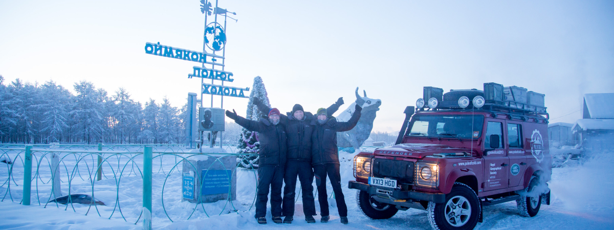 Felicity Aston, Manu Palomeque and Gisli Jonsson reach the Pole of Cold at -58 Centigrade