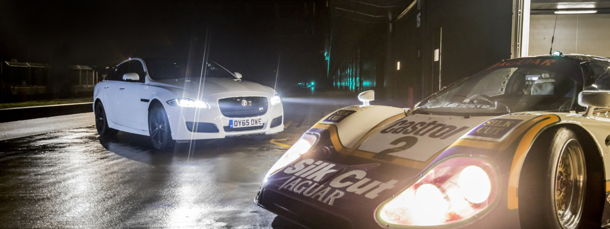 New Jaguar XJR Meets XJR9-LM at Silverstone with Le Mans Winner Andy Wallace at the wheel