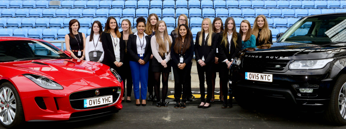 Young Women in the Know course celebrate the start of their JLR Apprenticeships