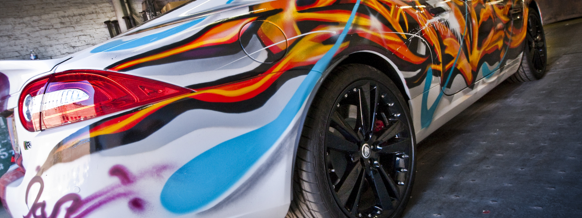 A sporting celebration of Jaguar, the F-TYPE…and a graffitied XKR