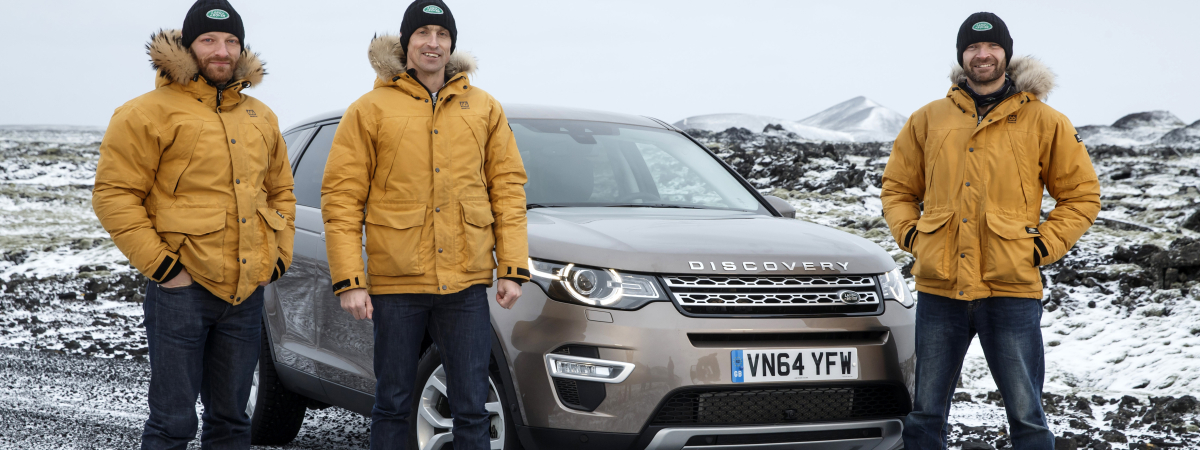 Land Rover Ambassadors Ben Saunders - Polar Explorer, Kenton Cool - Mountaineer and Monty Halls - Marine Adventurer and Broadcaster with the Discovery Sport