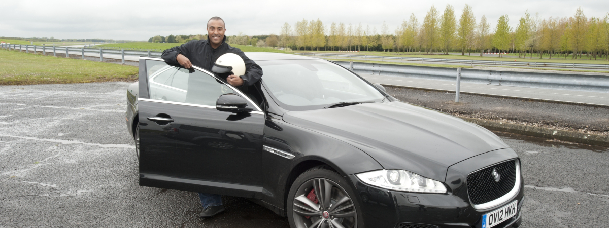 Colin Jackson with the Jaguar XJ Speed Pack