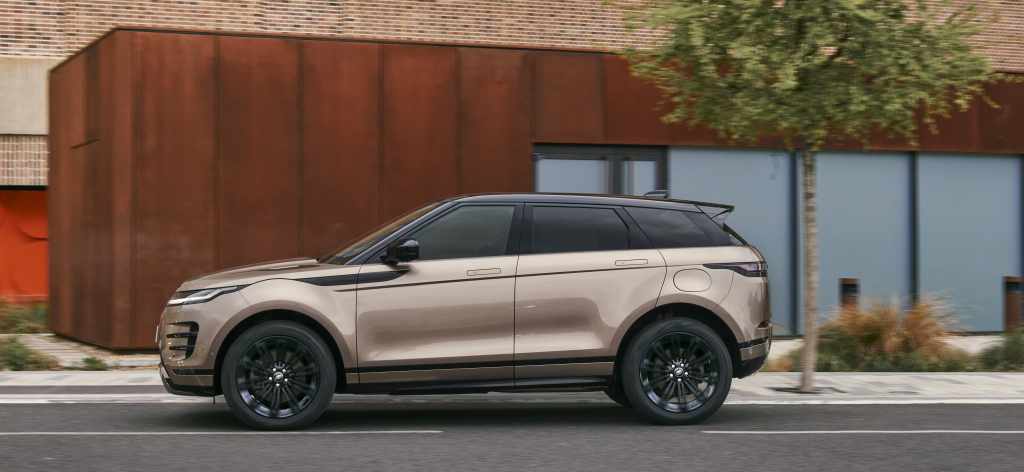 Range Rover Evoque driving on an urban road