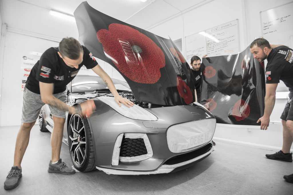 Jaguar F-TYPE landmark gets stunning poppy appeal makeover
