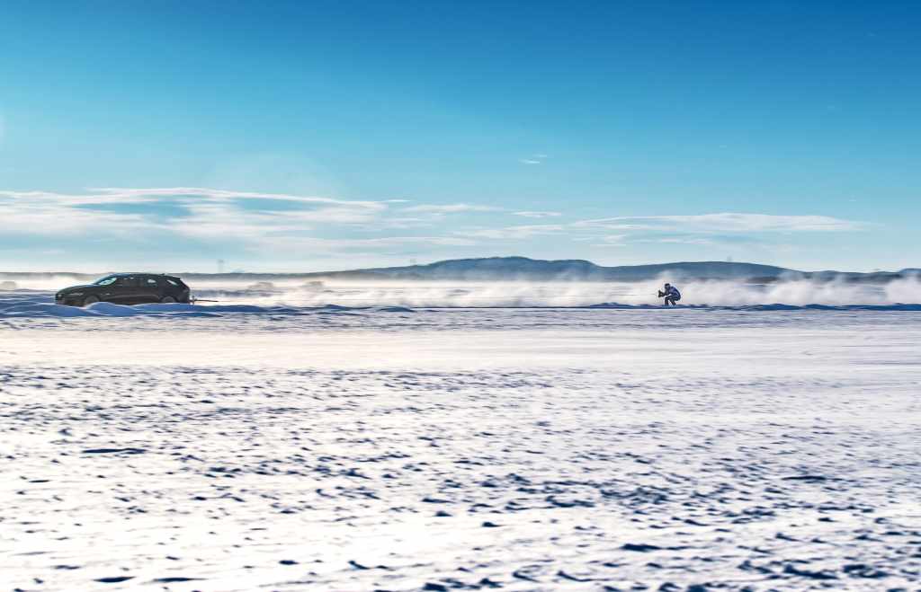 Jaguar and Olympic Skier Graham Bell set new GUINNESS WORLD RECORDS title for the Fastest towed speed on skis