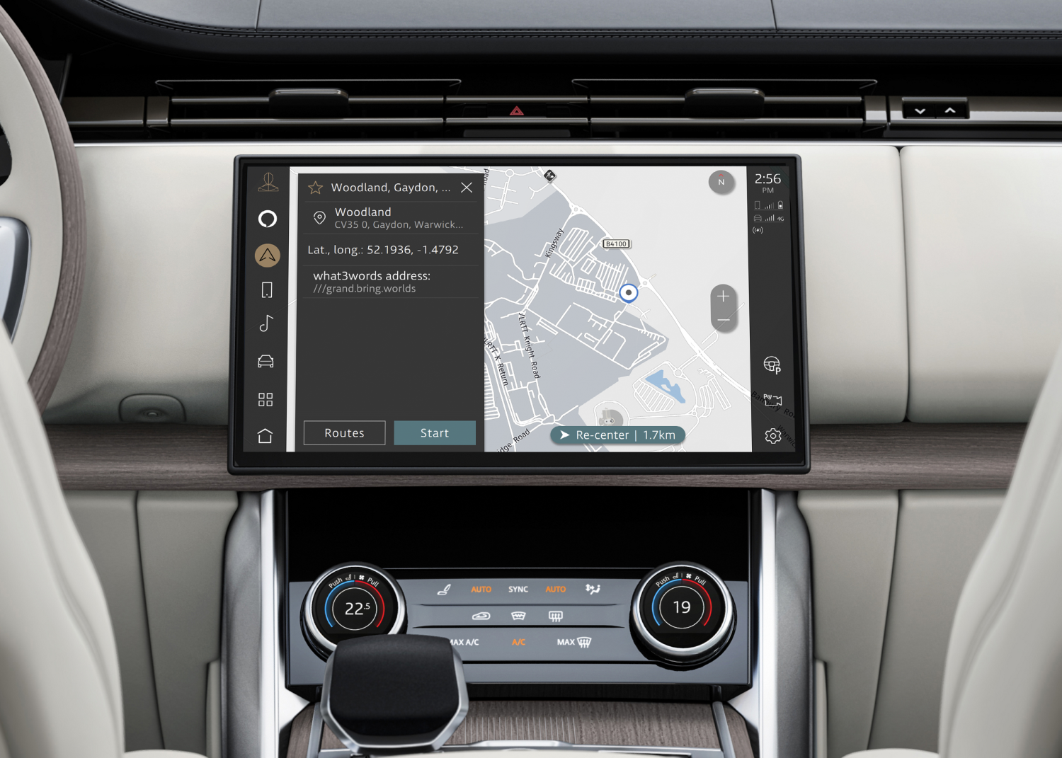 Jaguar Land Rover what3words screen 1