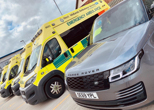  14 Jaguar and Land Rover vehicles supplied to the West Midlands Ambulance Service University NHS Foundation Trust to test staff with Coronovirus symptoms