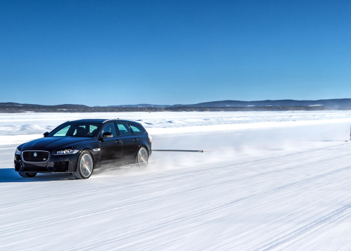 Jaguar and Olympic Skier Graham Bell set new GUINNESS WORLD RECORDS title for the Fastest towed speed on skis